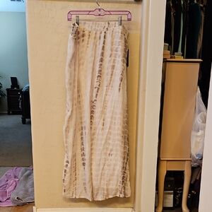 Kohl's Cream and Brown Maxi Wide Leg Pants